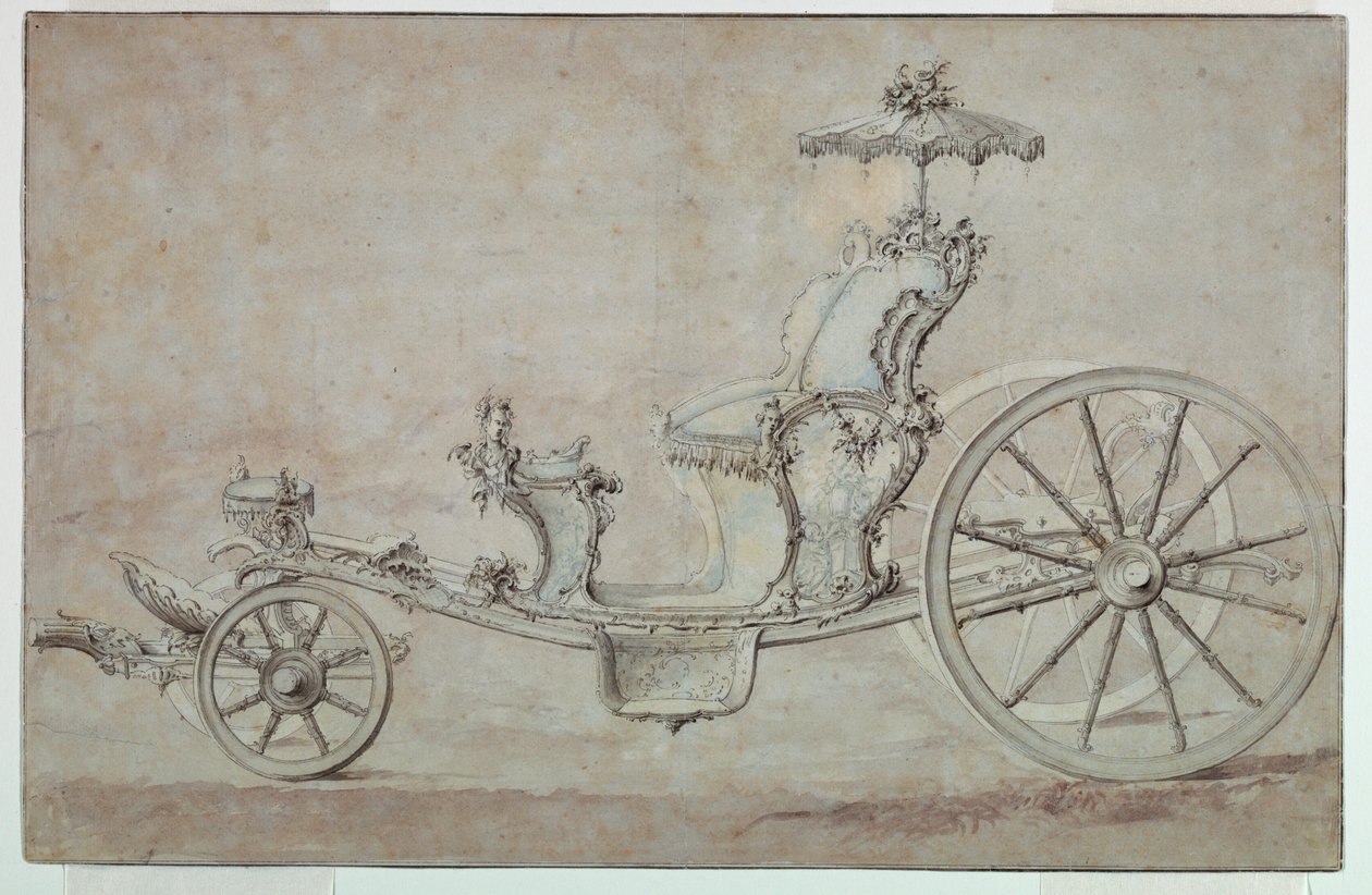 Dibujo, Diseño para un Cabriolet, antes de 1750 de Johann Michael Hoppenhaupt II
