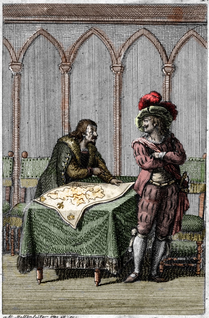 El emperador Alberto I de Habsburgo (1255-1308) estudiando el mapa de Francia en la época del conflicto entre el papa Bonifacio VIII y el rey Felipe IV de Francia. de Johann Michael Mettenleiter