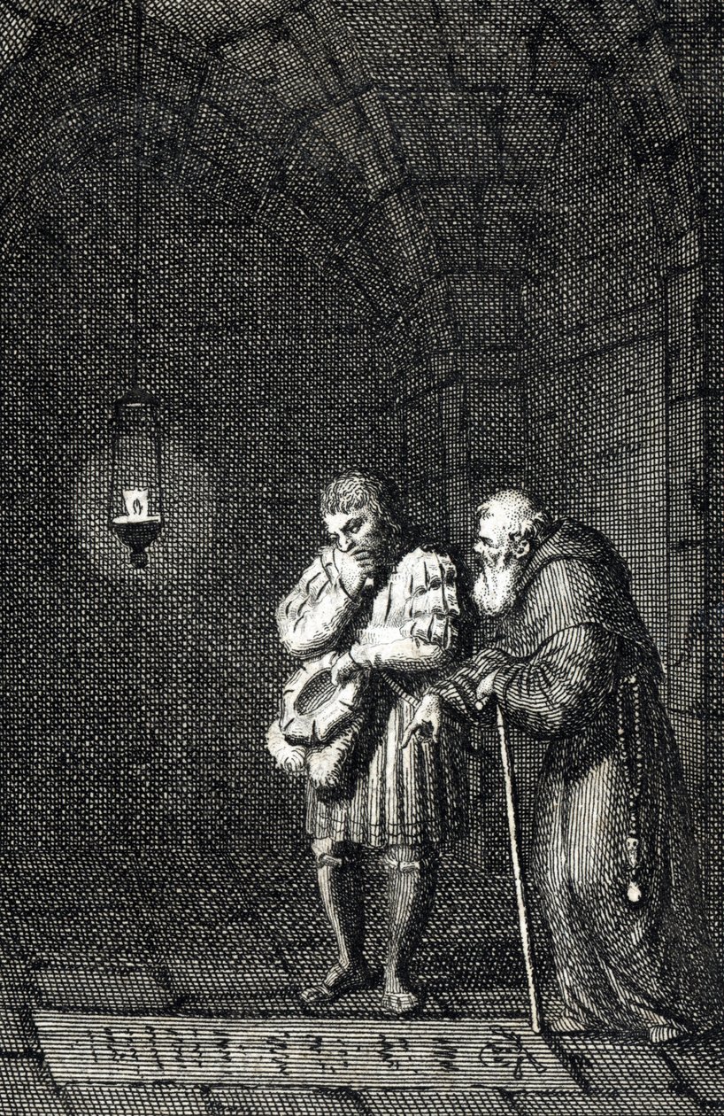 Emperador Carlos IV (1346-1378) recogiendo en la tumba de Widukind de Sajonia (o Wittekind de Sajonia) a Enger Alemania en 1377 (Carlos IV, Emperador del Sacro Imperio Romano Germánico en la tumba de Widukind (Widuking o Wittekind) en Enger, Alemania) Grab de Johann Michael Mettenleiter