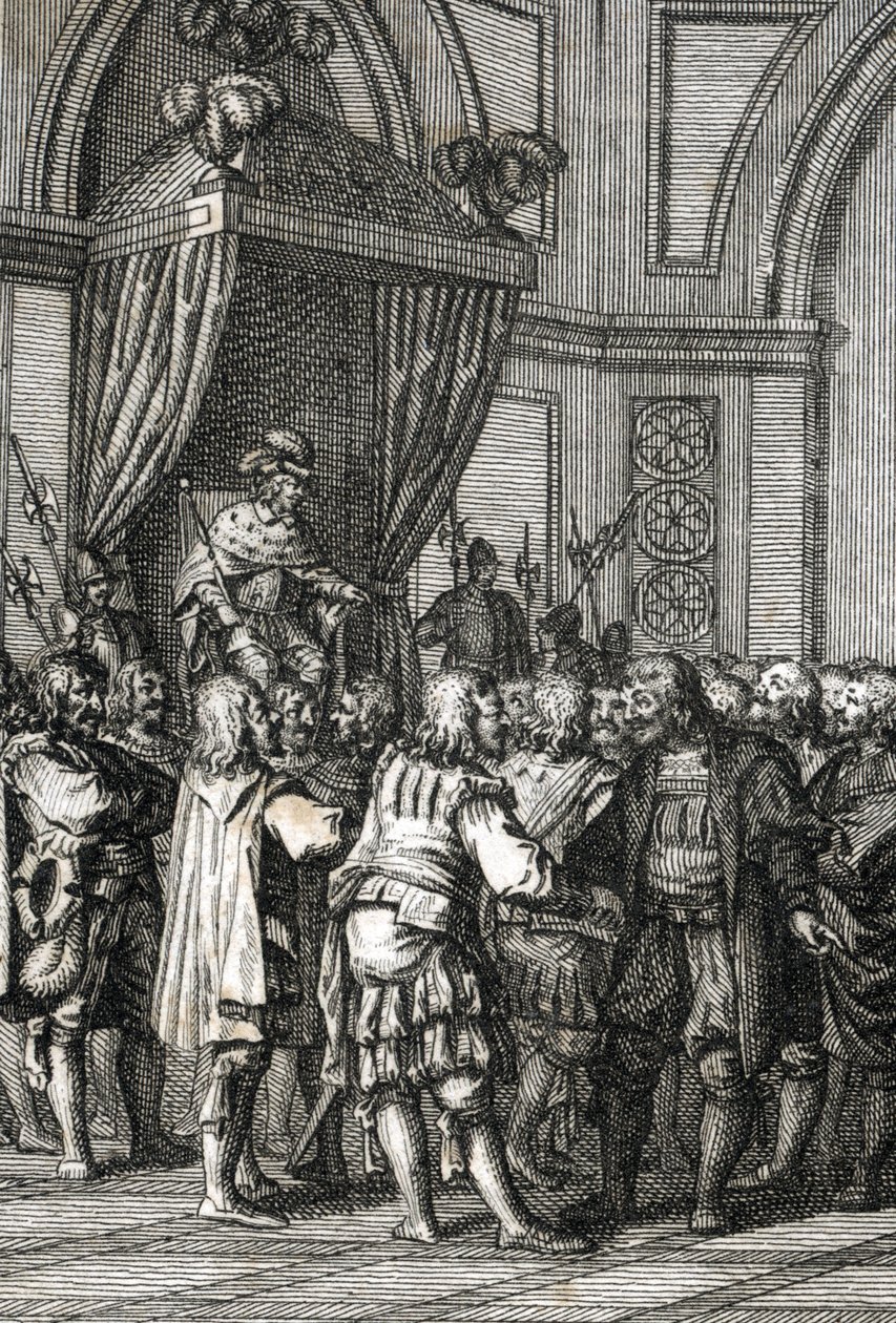 Representación de Guillermo I (o Guillermo II, Conde de Holanda) (1227-1256) en 1255 (Conde Guillermo II de Holanda concediendo privilegios) Grabado de Johann Michael Mettenleiter (1765-1853) 1800 Colección particular de Johann Michael Mettenleiter