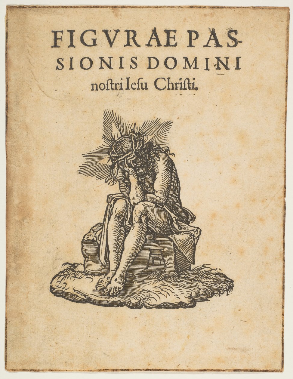 El Hombre de Dolores Sentado, página de título de La Pequeña Pasión de Johann Mommard