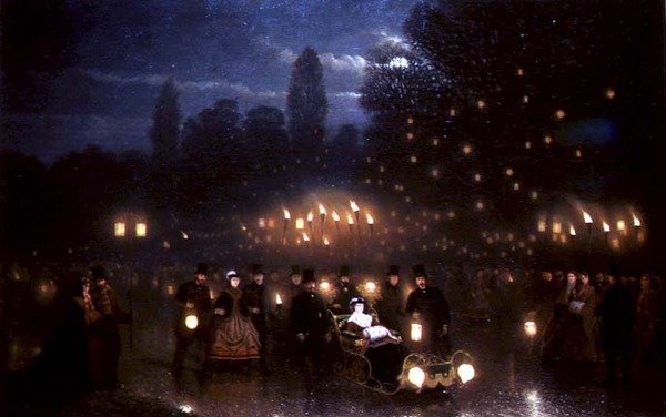 Napoleón III y la emperatriz Eugenia patinando en el Bois de Boulogne de Johann Mongels Culverhouse