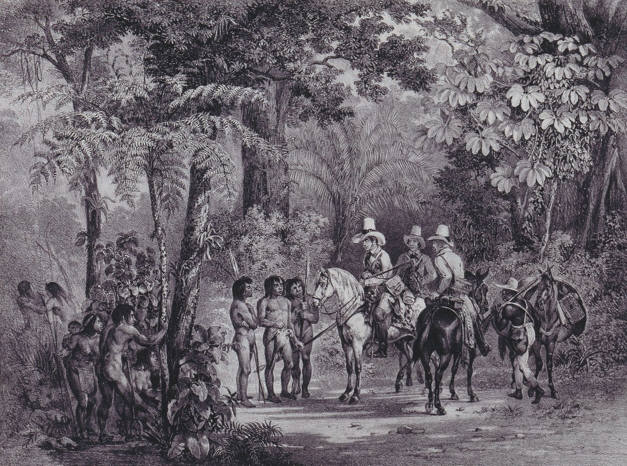 Encuentro de los indios con los exploradores europeos de 