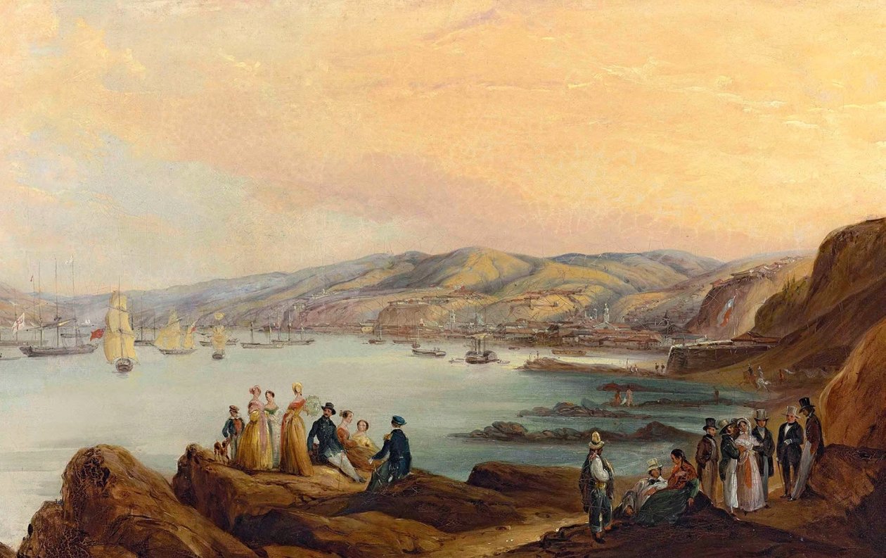 Spanish: Caleta el membrillo, Valparaíso o Personajes de Valparaíso de Johann Moritz Rugendas