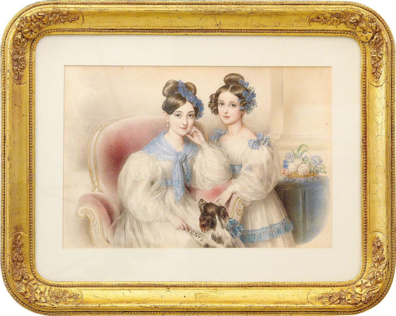 Doble Retrato de las Archiduquesas María Teresa 1816-1867 y María Karolina 1825-1915, 1832 de Johann Nepomuk Ender