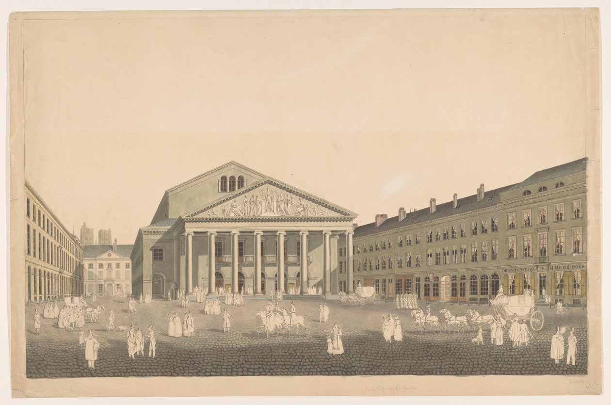 Vista del Teatro Real de Bruselas de Johann Nepomuk Gibèle