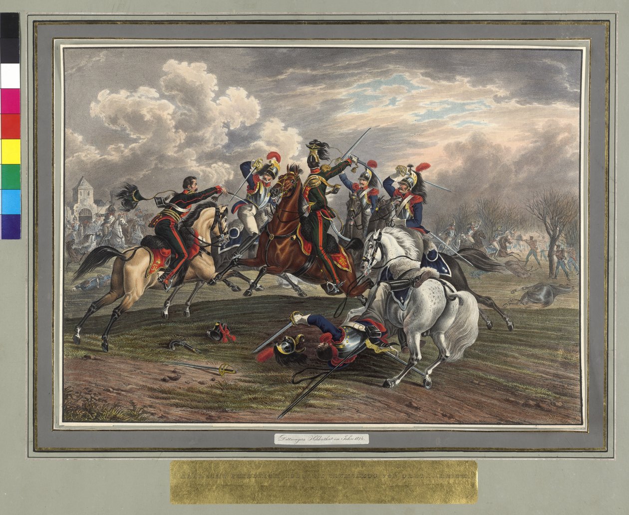 Frederic Dittmayer rescata el 17 de febrero de 1814 en Villeneuve al coronel sargento barón de Trach del cautiverio de los coraceros franceses. de Johann Nepomuk Hoechle