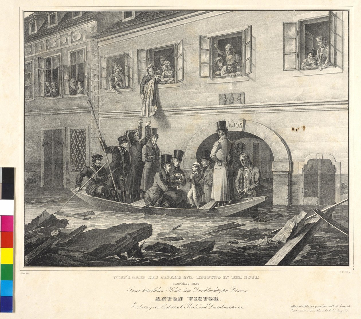 De Viena día del peligro, y salvamento en el Noth el 2 de marzo de 1830 (litografía) de Johann Nepomuk Hoechle