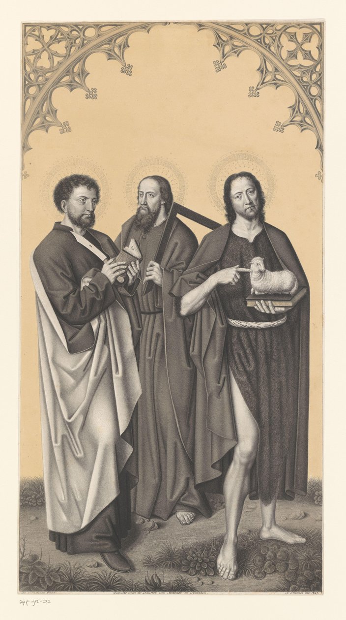 San Bartolomé, Tomás y Juan Bautista
Obras de la colección de los hermanos Boisserée (título de la serie)
Galerie des Frères Boisserée (título de la serie) de Johann Nepomuk Strixner