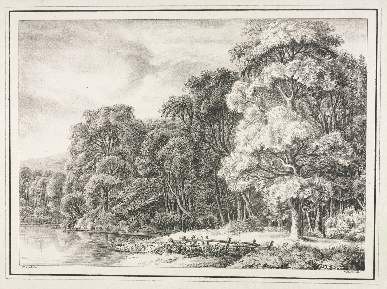 Escenario del Bosque con Lago de Johann Nepomuk Strixner