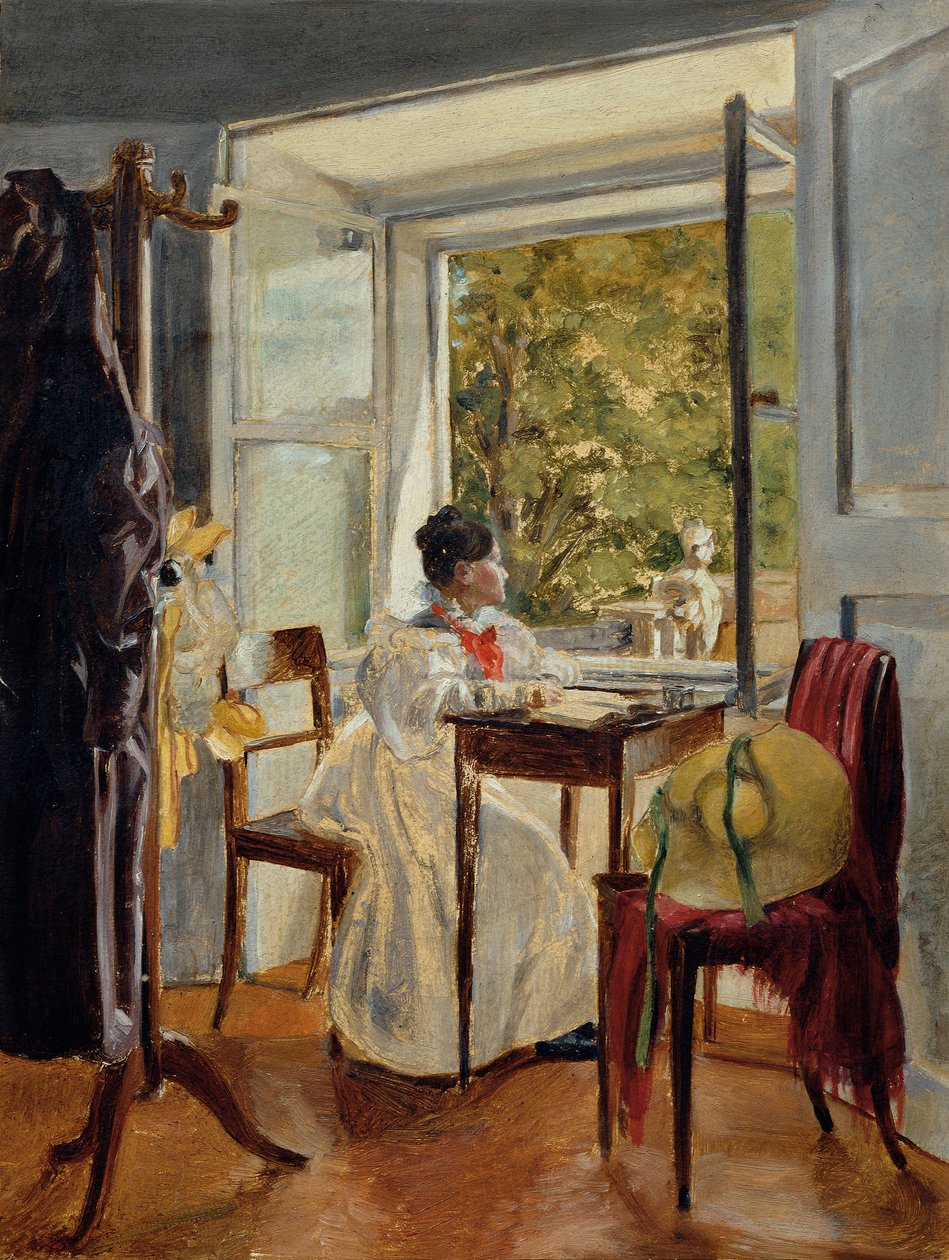 Marie Krafft en el escritorio de Johann Peter Krafft