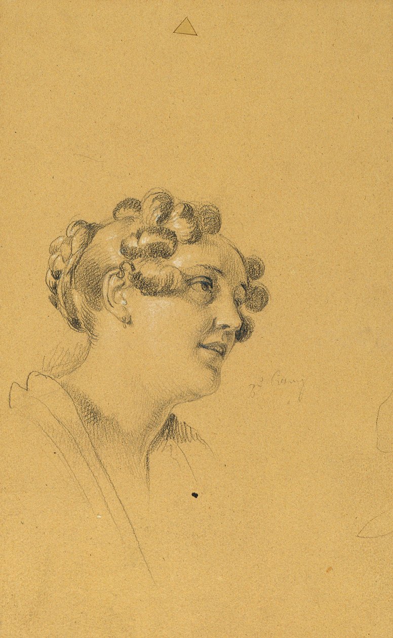 Estudio de retrato femenino para la "Salida de la pareja imperial tras una grave enfermedad del emperador Francisco I". de Johann Peter Krafft