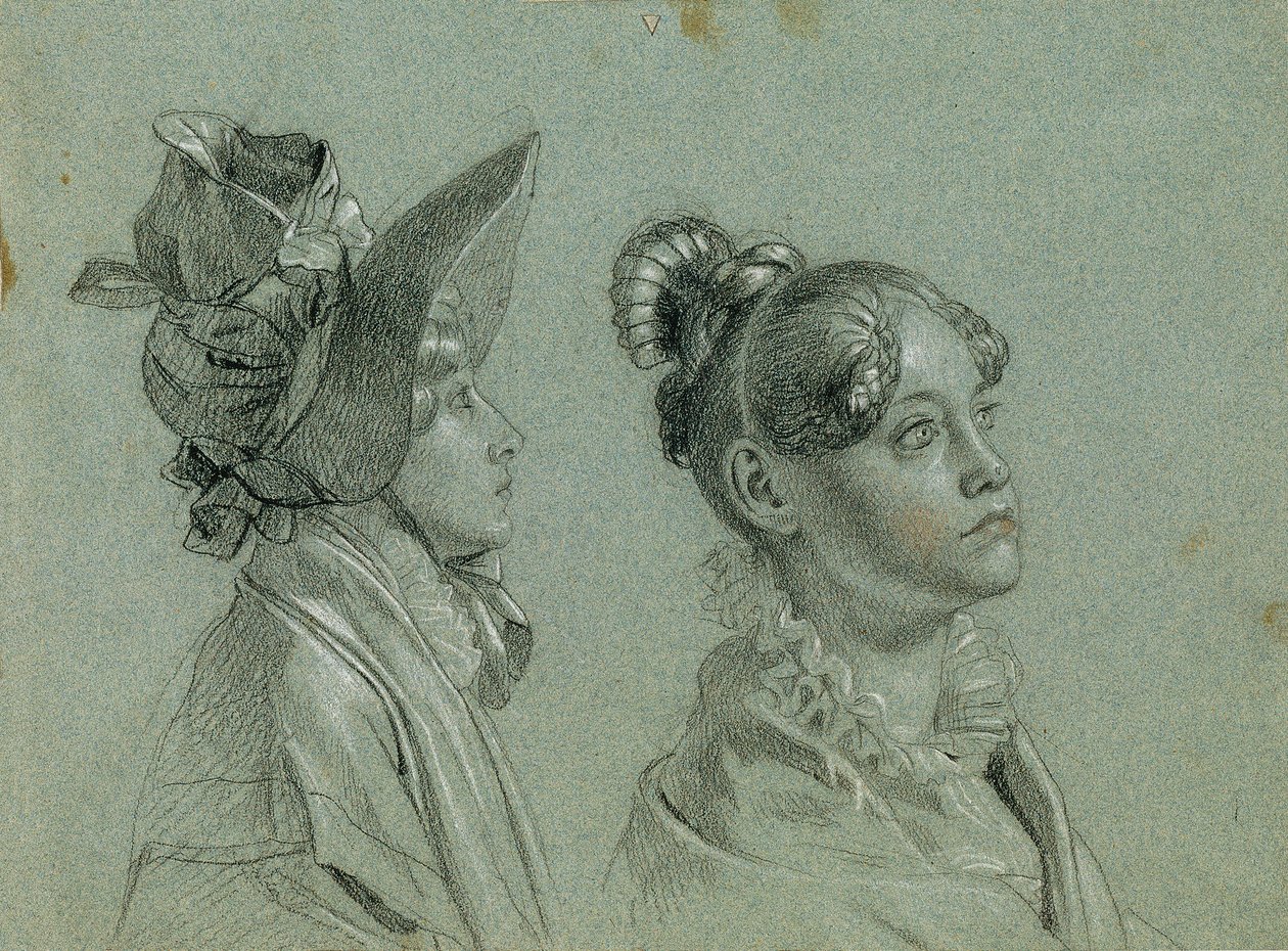 Dos estudios femeninos para "Return of Emperor Franz from Pressburg" de Johann Peter Krafft