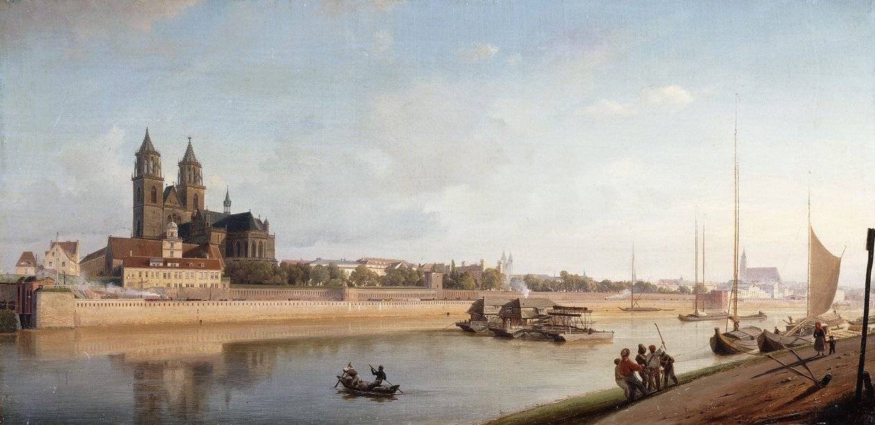 Magdeburgo a orillas del río Elba - Vista de este a oeste, 1853 de Johann Philipp Eduard Gartner