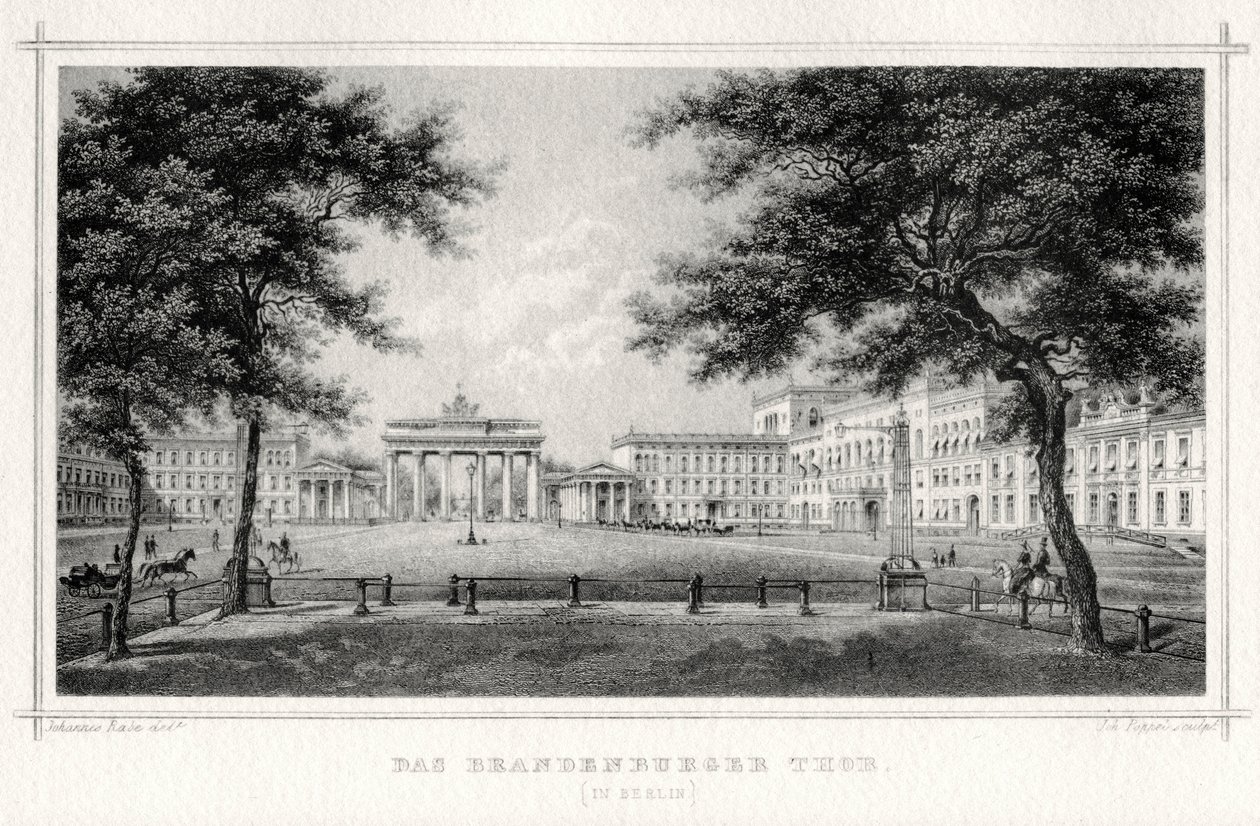 La Puerta de Brandeburgo, Berlín, siglo XIX de Johann Poppei