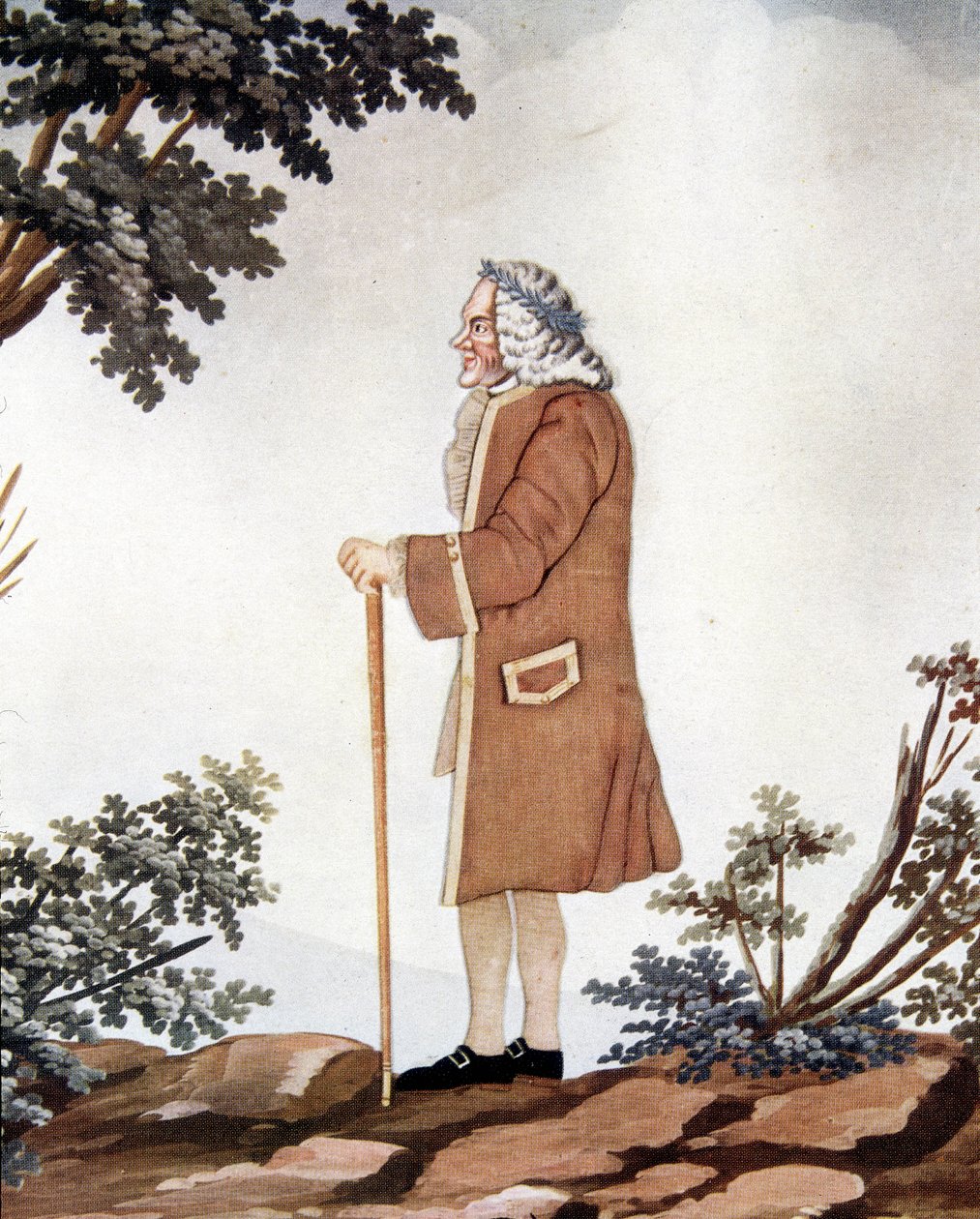 Retrato de Voltaire, escritor francés (1694-1778) - en “Gouache y seda” atribuido a Johann Huber de Ginebra de Johann Rudolph the Elder (attr.to) Huber