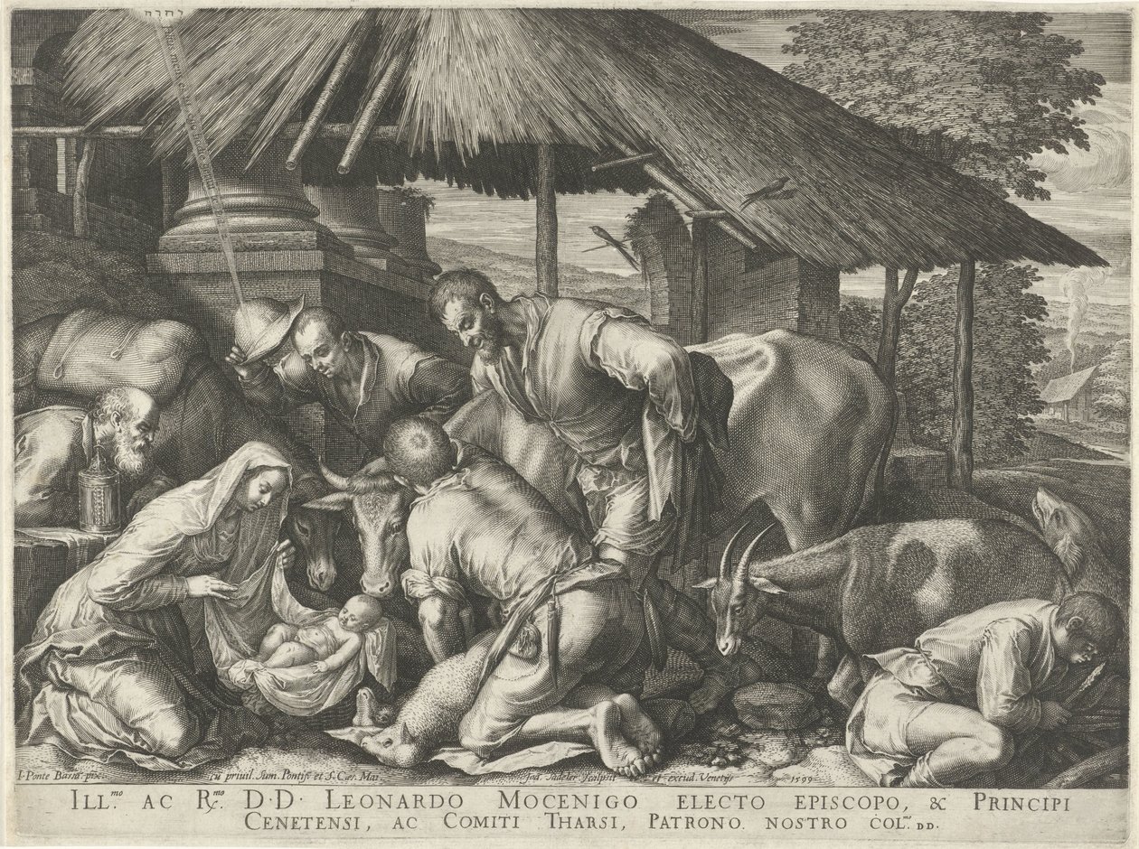 Adoración de los pastores con pastorcito dormido de Johann Sadeler (I)