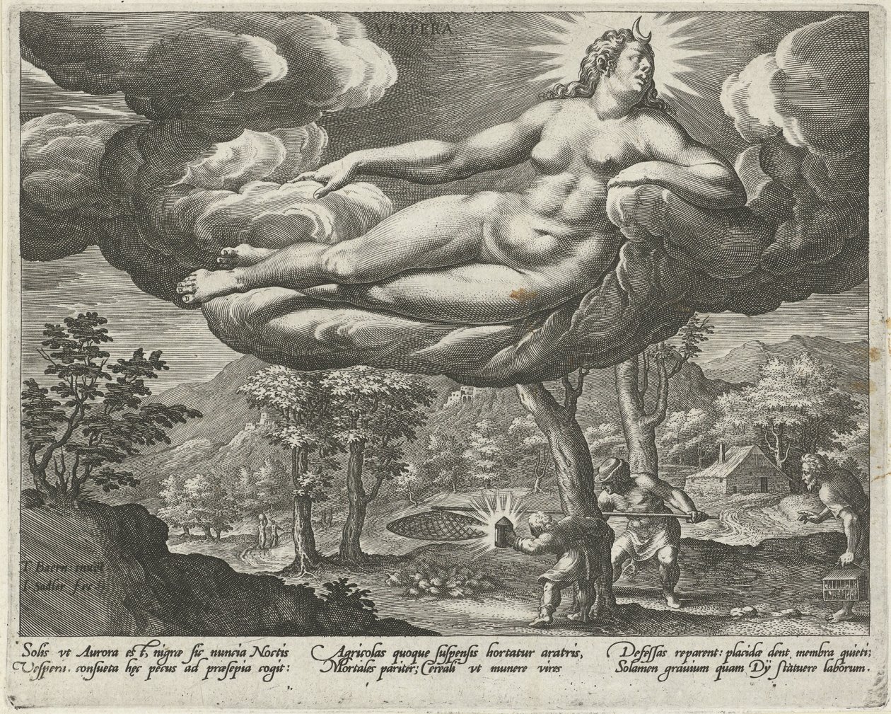 Tardecita Vespera (título sobre objeto) Las cuatro partes del día (título de la serie) de Johann Sadeler (I)