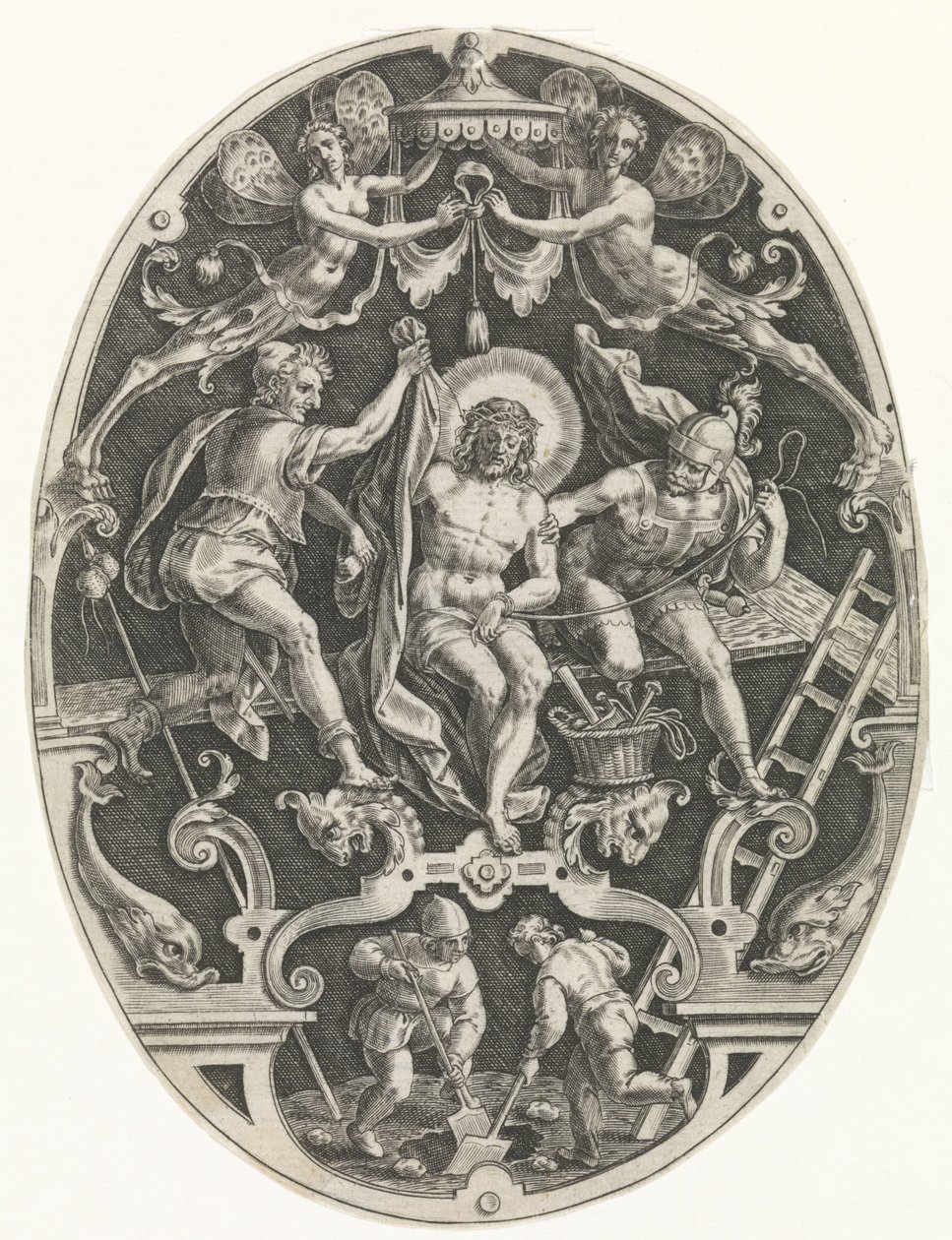 Cristo abrió la puerta de los soldados Passie van Christus (título de la serie) La Pasión de Cristo, Nuestra Redención (título de la serie) de Johann Sadeler (I)