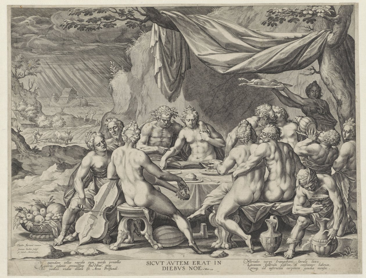 La humanidad pecadora antes del diluvio Sicvt avtem erat in diebvs noe (título sobre el objeto) de Johann Sadeler (I)