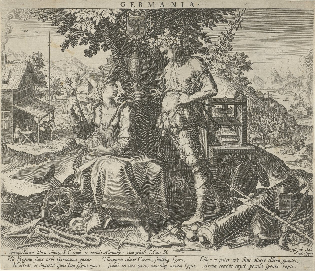 Alemania con Ceres y Baco Germania (título sobre objeto) Representaciones alegóricas de países europeos (título de la serie) de Johann Sadeler (I)