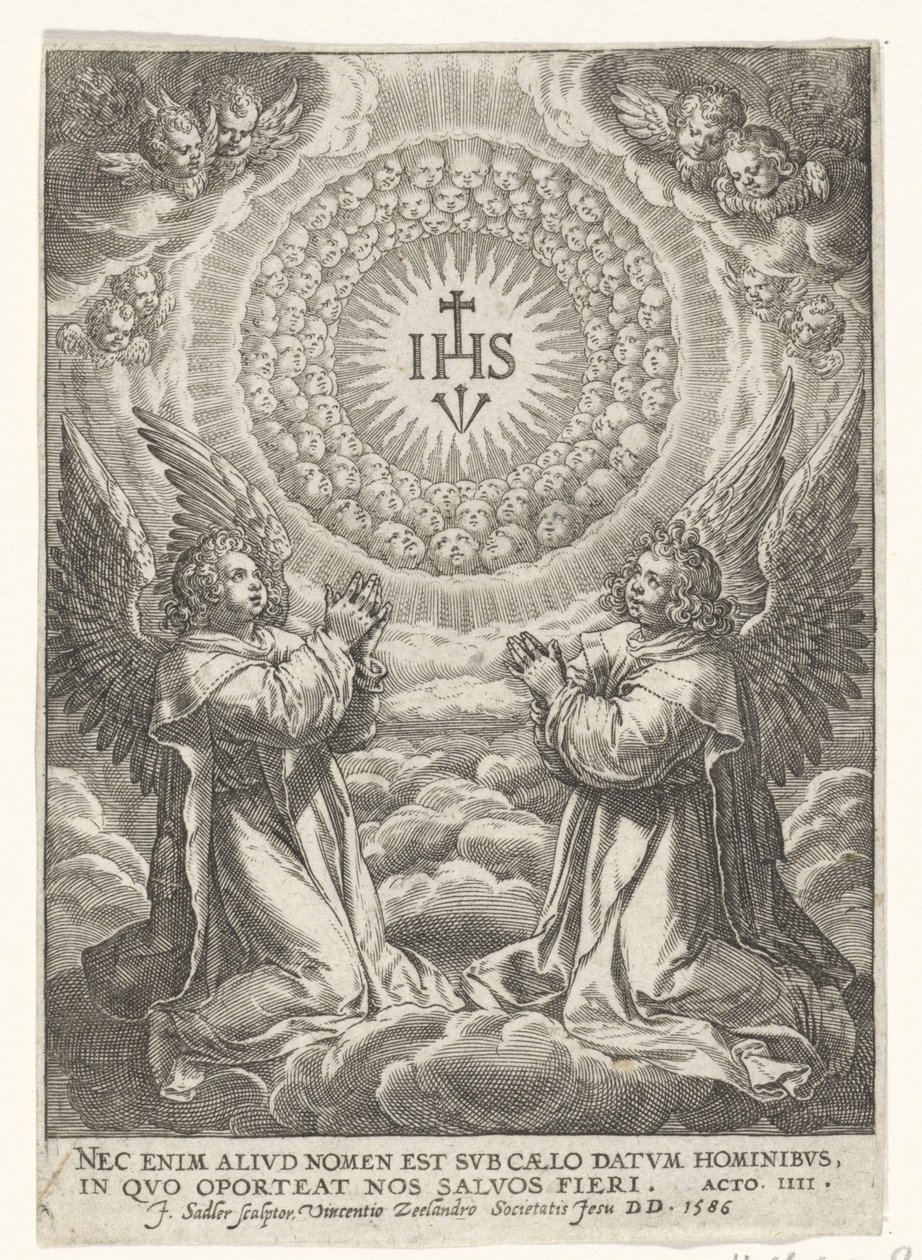 Los ángeles adoran el monograma de Cristo de Johann Sadeler (I)
