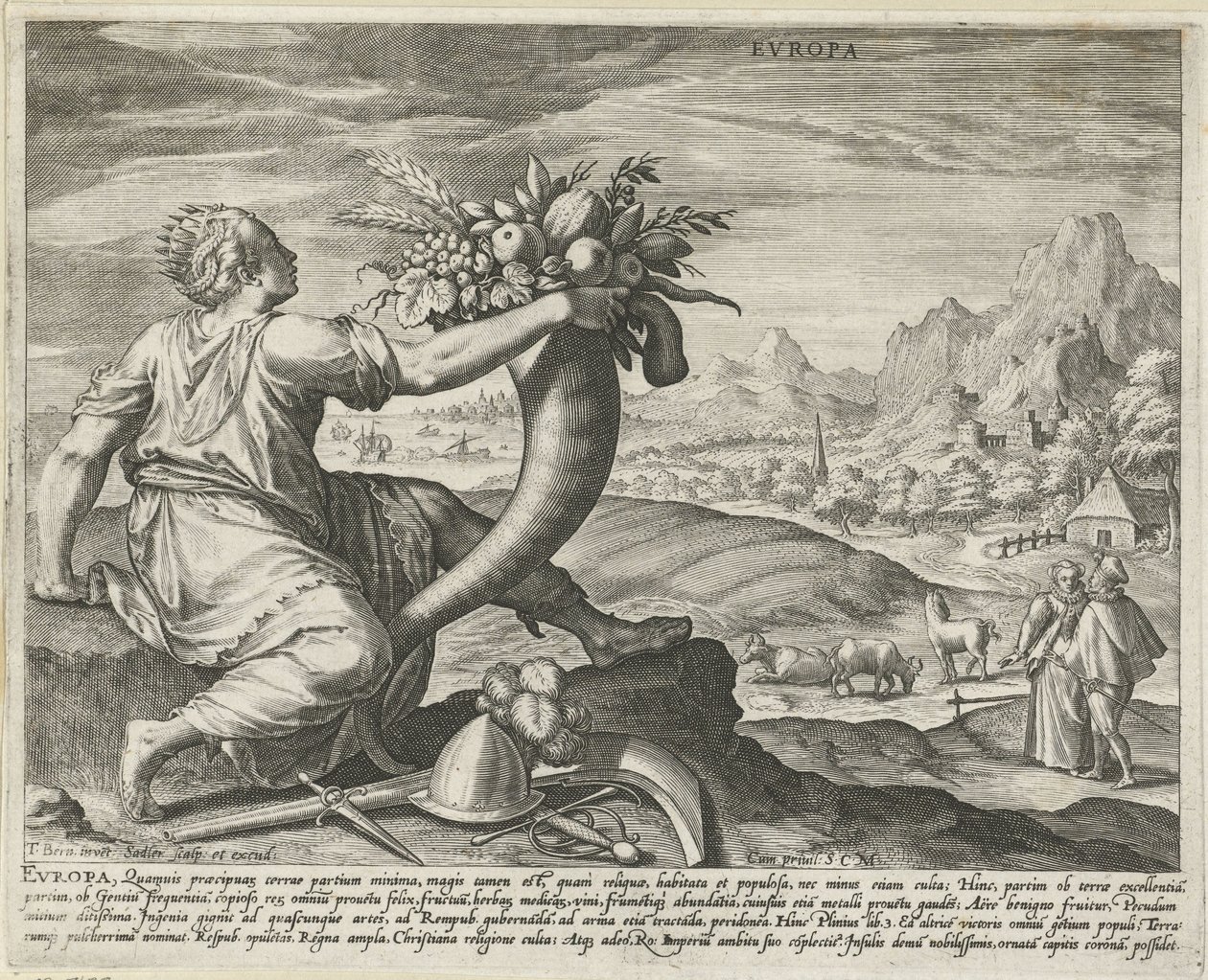 Europa Evropa (título sobre el objeto) Los cuatro continentes (título de la serie) de Johann Sadeler (I)