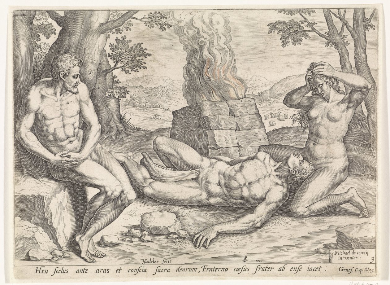Eva llora la muerte de Abel Historia de Caín y Abel (título de la serie) de Johann Sadeler (I)