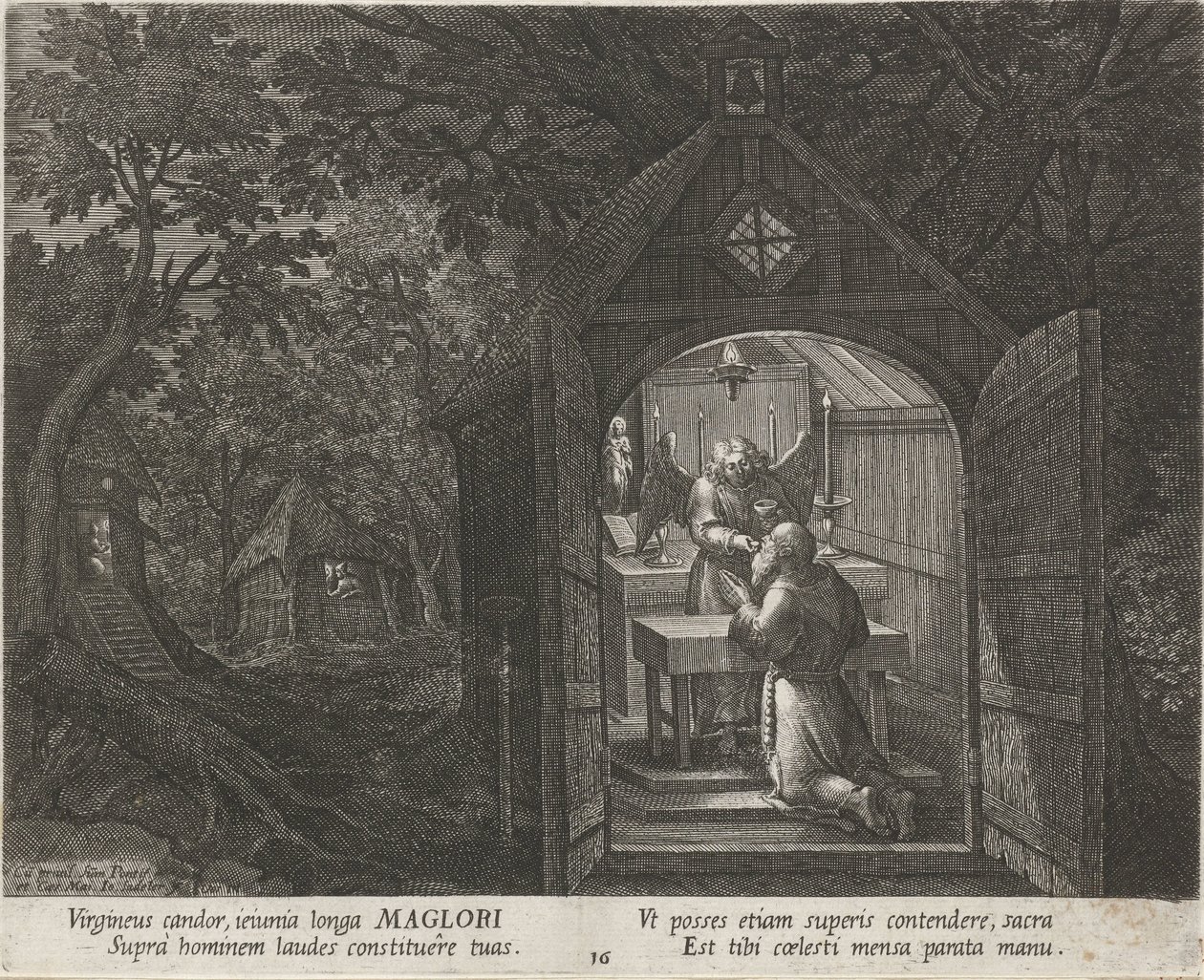 San Maglor como ermitaño Ermitaños (título de la serie) Oraculum Anachoreticum (título de la serie) de Johann Sadeler (I)