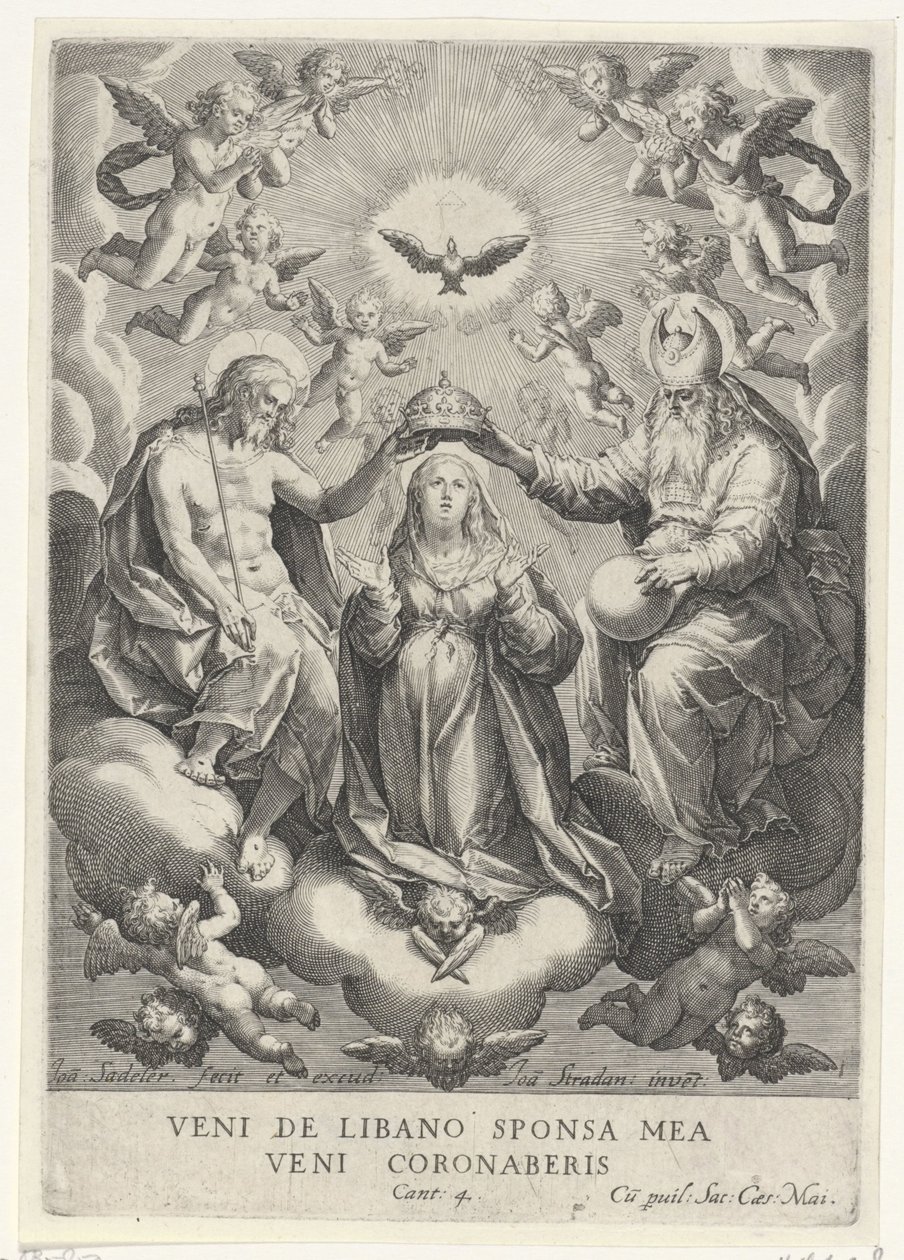 Coronación de María con huestes de ángeles de Johann Sadeler (I)