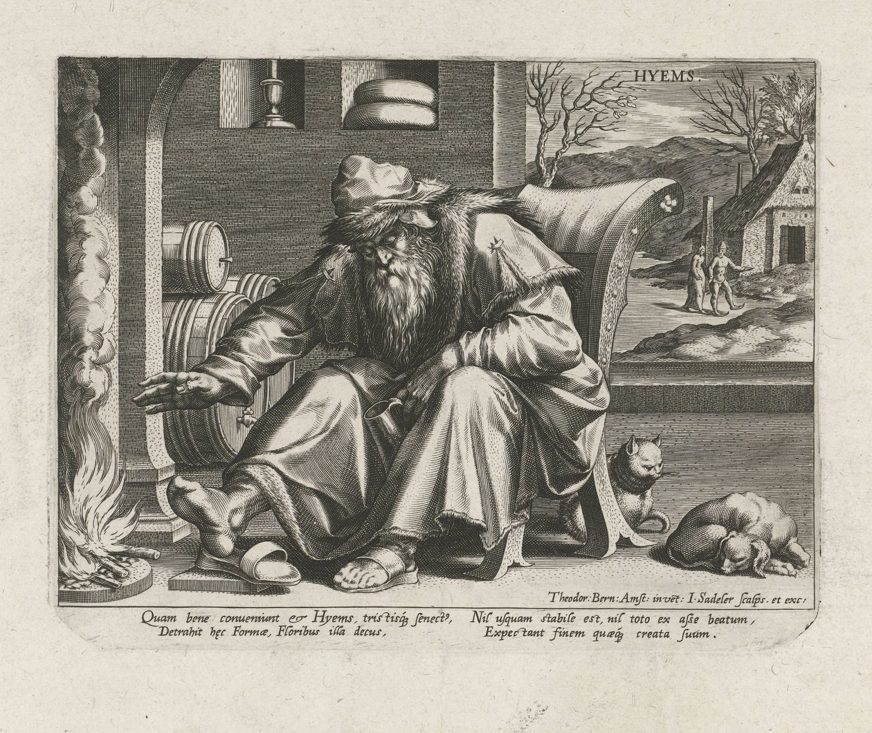 Invierno Hyems (título sobre el objeto) Las cuatro estaciones (título de la serie) de Johann Sadeler (I)
