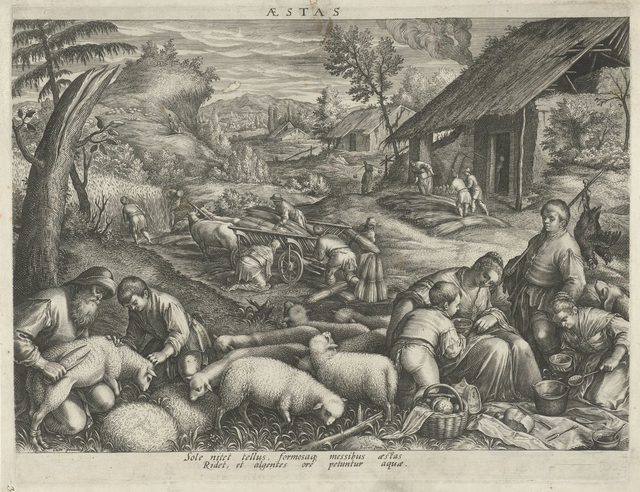 El verano Aestas (título sobre objeto) Cuatro estaciones (título de la serie) de Johann Sadeler (I)