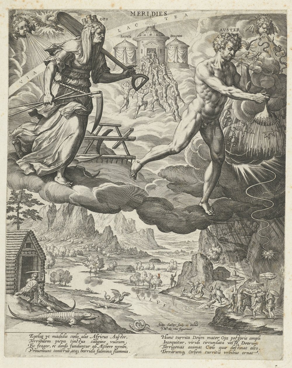 viento del sur Méridies (título sobre objeto) Los cuatro vientos (título de la serie) de Johann Sadeler (I)