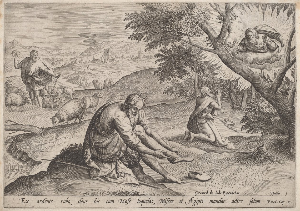 Dios Apareciendo a Moisés, 1585 de Johann Sadeler I