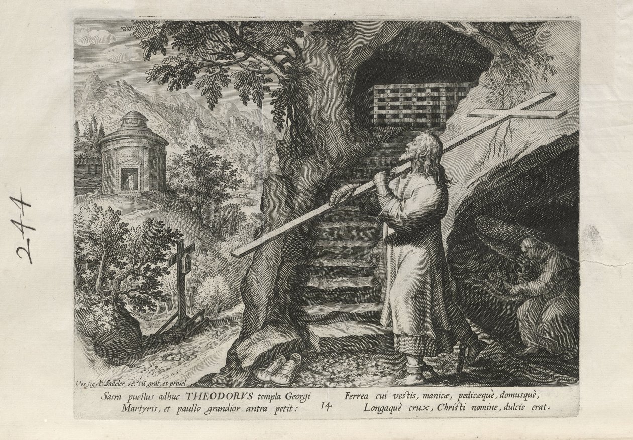 Theodorus, lámina 14 de 25 de la serie Trophaeum Vitae Solitariae (ermitaños varones) de Johann Sadeler I