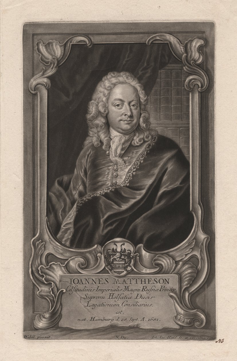 Johann Mattheson, grabado por Johann Jakob Haid (1704-67), c.1744 de Johann Salomon Wahl