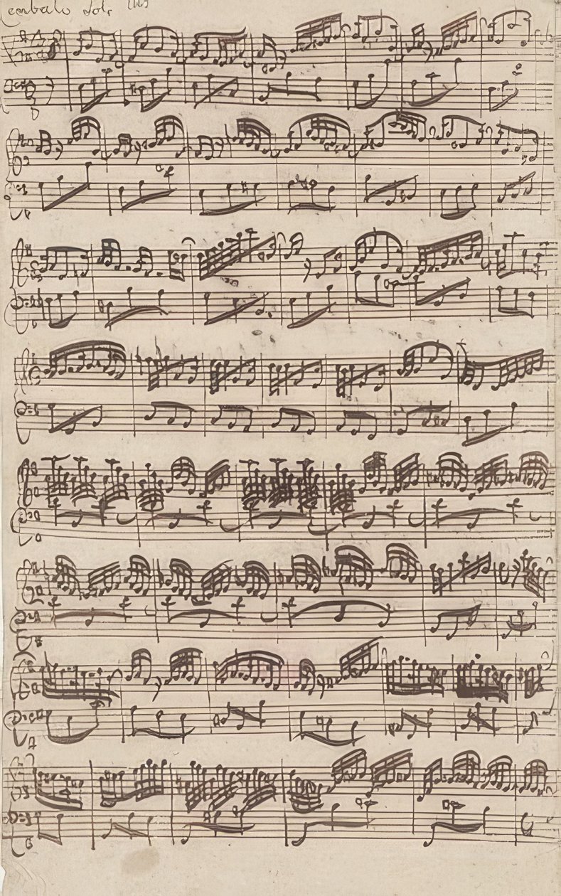 Allegro (Clave solo) de la primera versión de la Sonata No. 6 en Sol mayor para violín y clave obligado de Johann Sebastian Bach