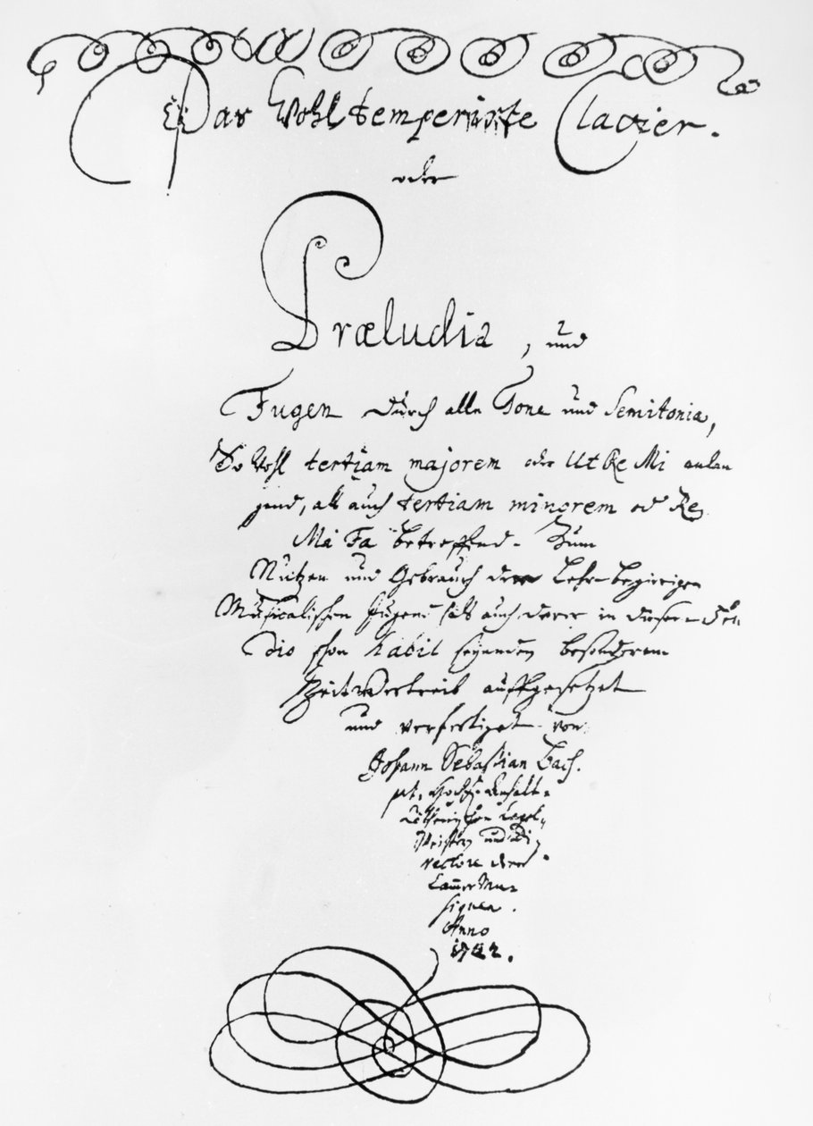 Página de Título Manuscrita de El Clave Bien Temperado, 1722 de Johann Sebastian Bach