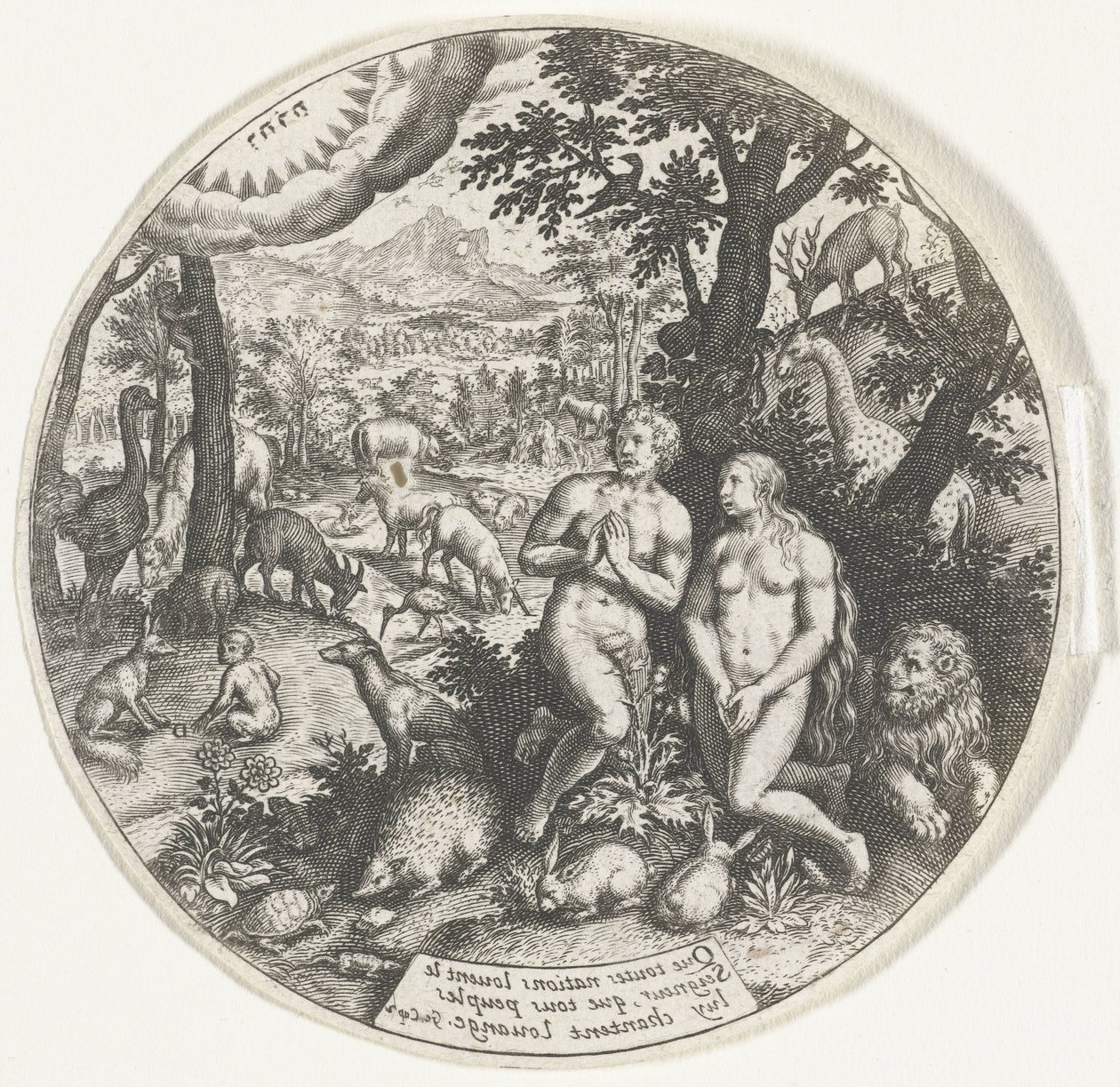 Dios habla con Adán y Eva en el Paraíso de Johann Theodor de Bry
