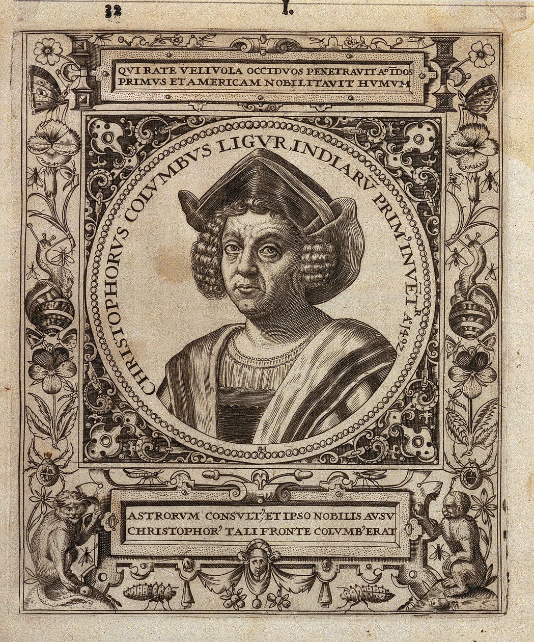 Retrato de Cristóbal Colón de Johann Theodor de Bry