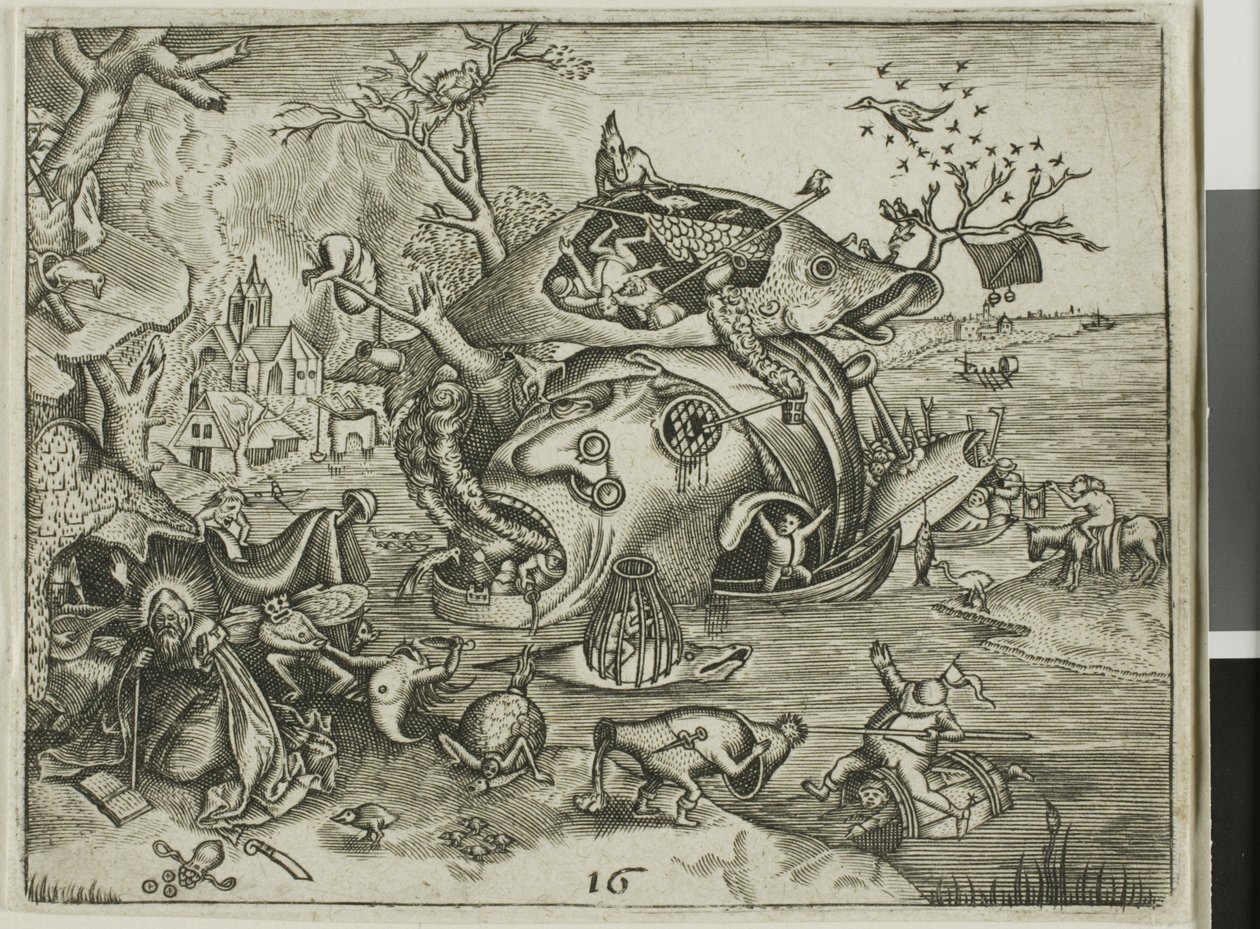 La tentación de San Antonio, placa 16 de Emblemata Secularia de Johann Theodor de Bry