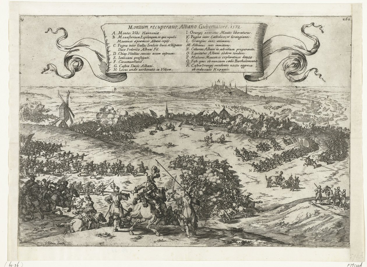 Alva asedia Bergen en Henegouwen, 1572 Recuperación de las montañas, Albano Gubernatore. 1572 (título sobre el objeto) de Johann Wilhelm Baur