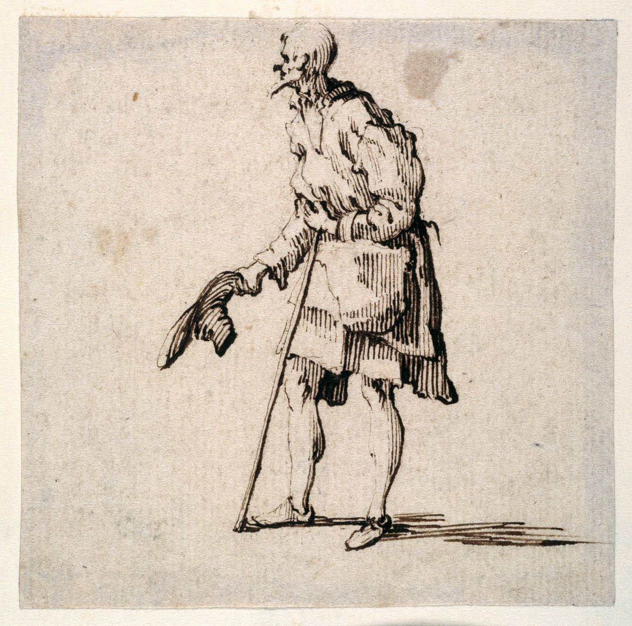 Hombre del campo de pie y quitándose la gorra de Johann Wilhelm Baur