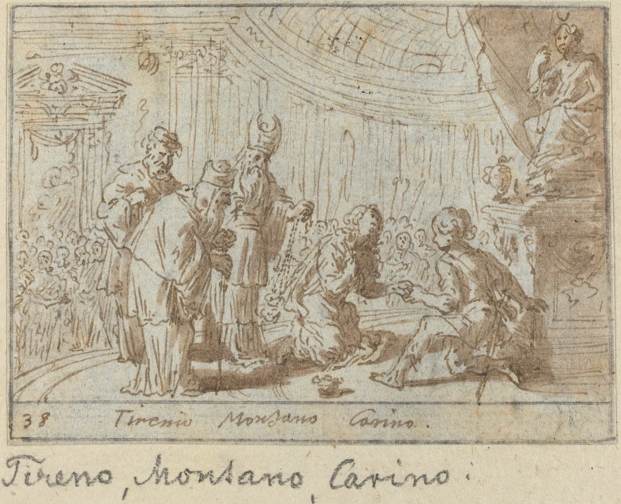 Tirenio, Montano y Carino de Johann Wilhelm Baur
