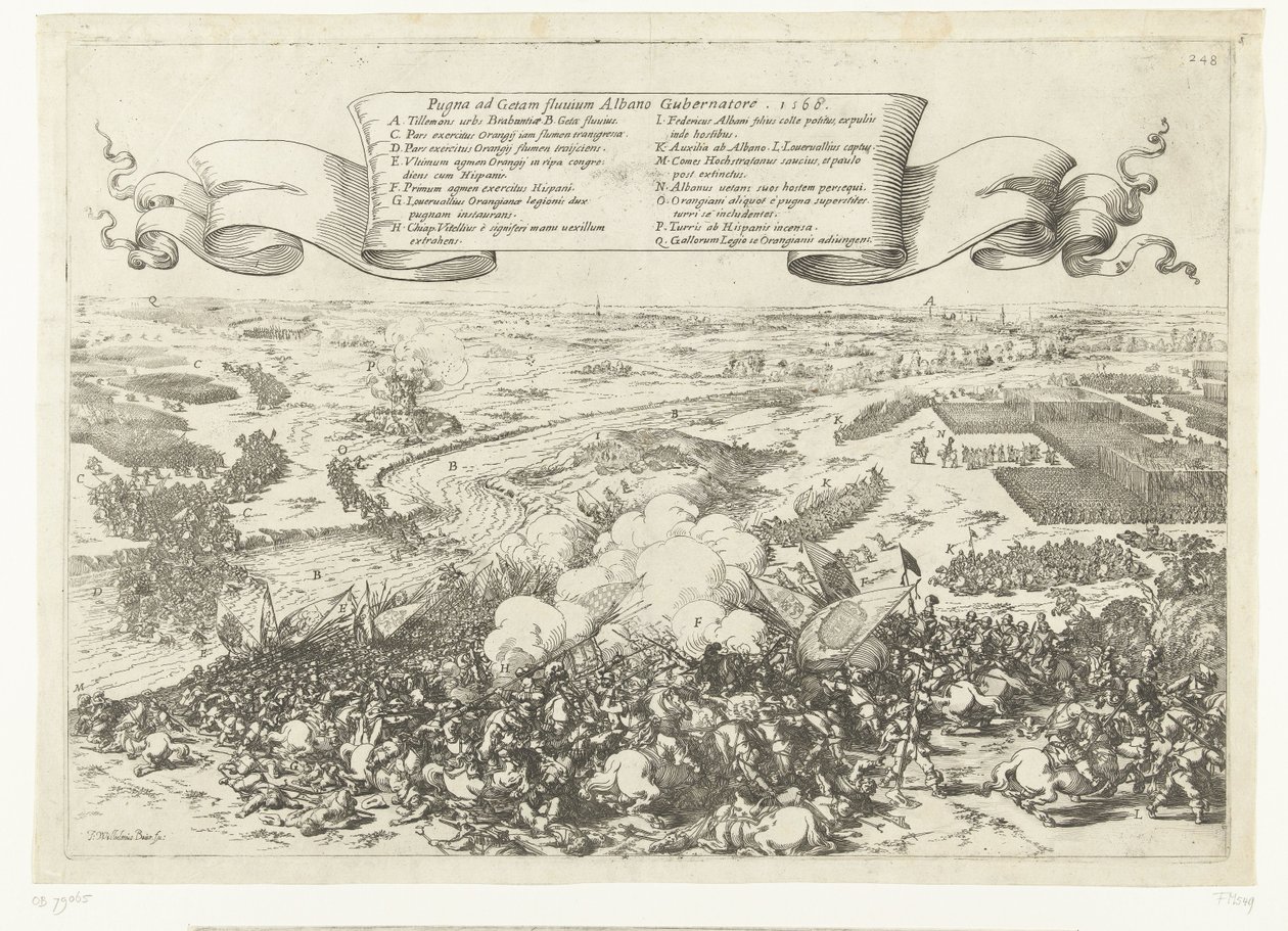 Veldslag aan de rivier de Gete, 1568 Batalla del río Geta con el gobernador albanés. 1568 (título sobre el objeto) de Johann Wilhelm Baur