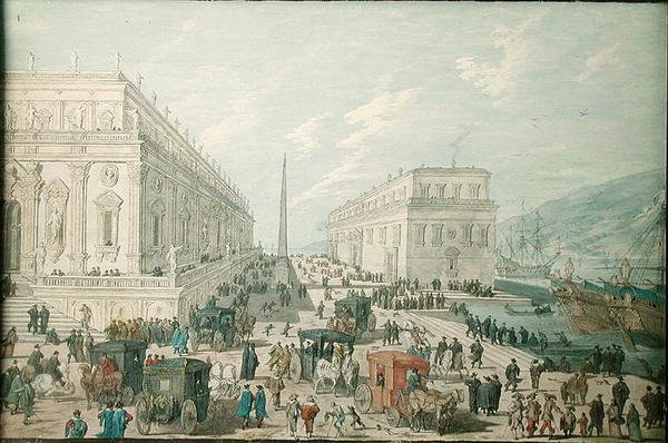 Vista del puerto de Mesina de Johann Wilhelm Baur