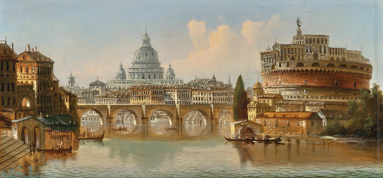 Johann Wilhelm Jankowski Roma Engelsburg y San Pedro de Johann Wilhelm Jankowski