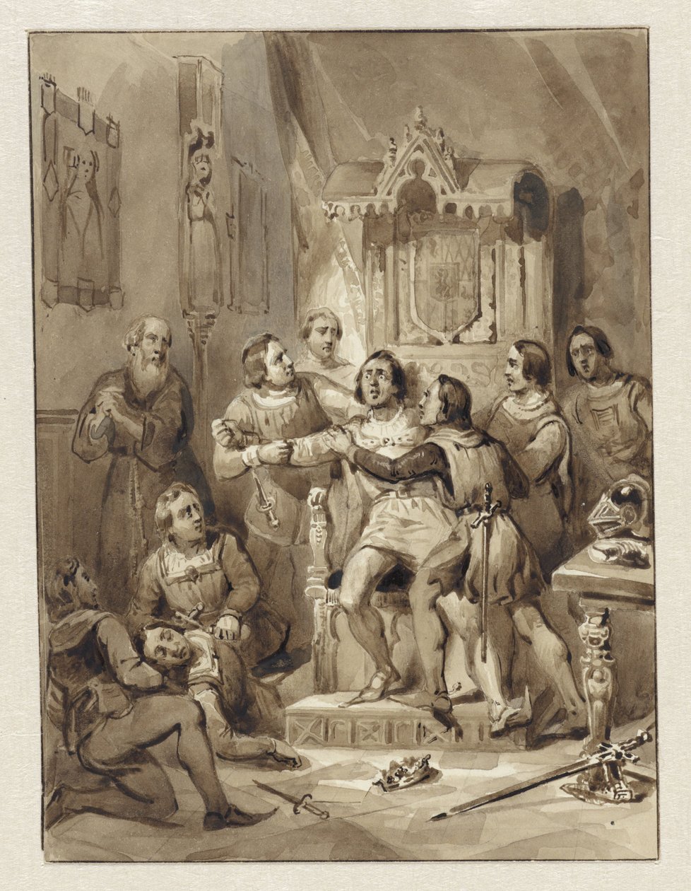 El Conde Guillermo V se vuelve loco y mata a Gerrit van Wateringen, 1357 de Johann Wilhelm Kaiser (I)