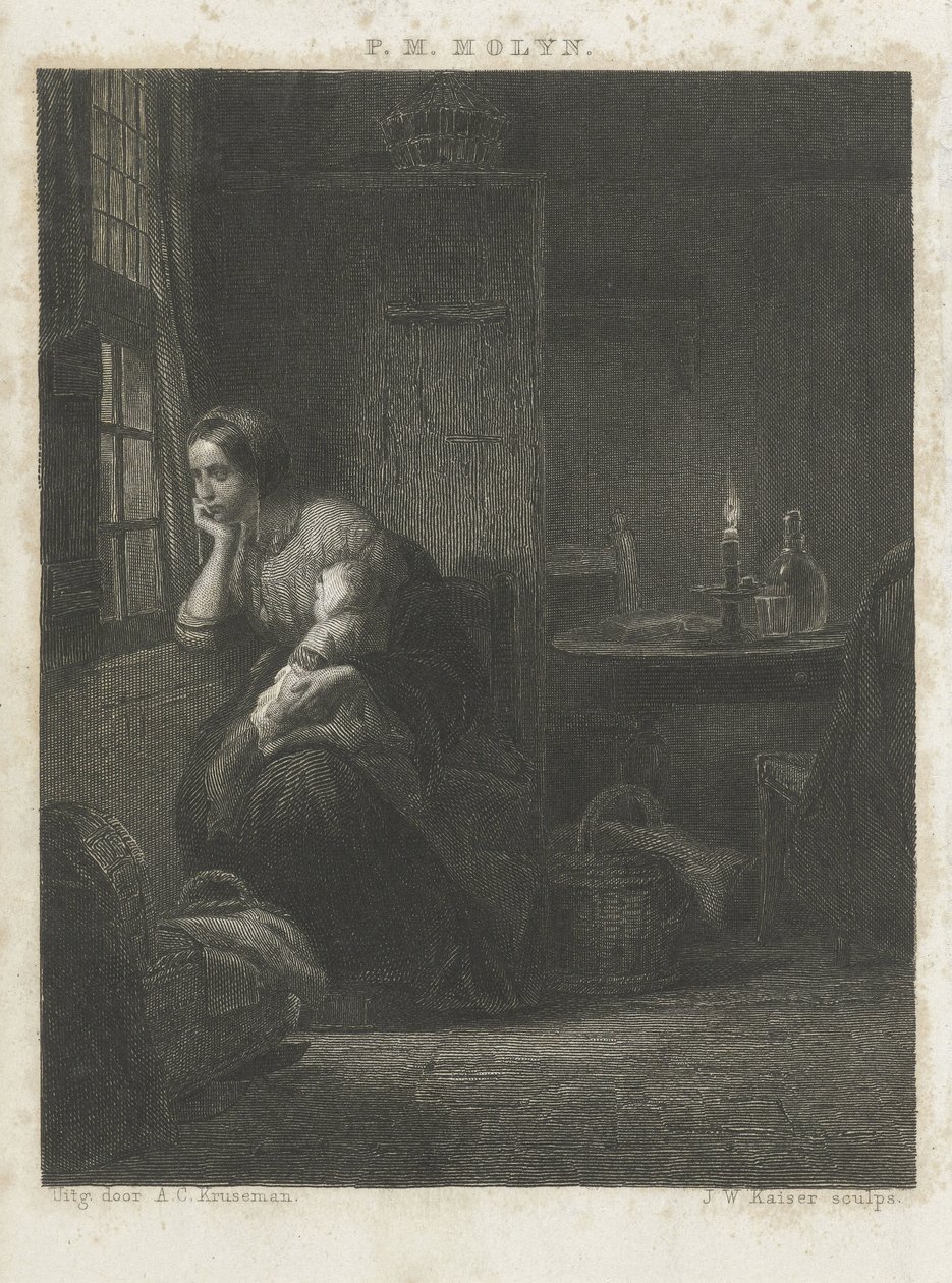 Mujer con niño en una ventana de Johann Wilhelm Kaiser (I)