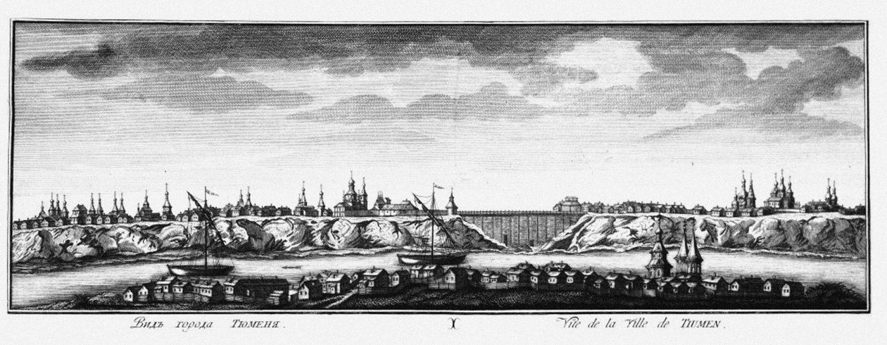 Vista de Tiumén, ca. 1735 de Johann Wilhelm Lürsenius